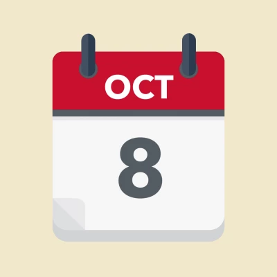 Calendar icon showing 8th October