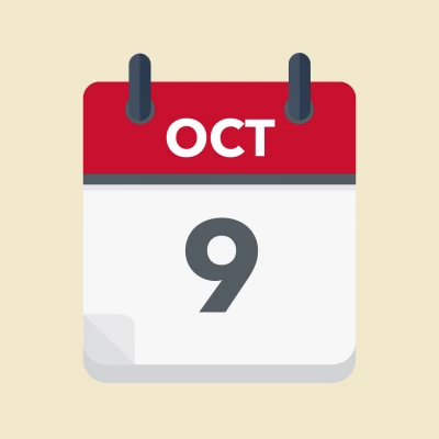 Calendar icon showing 9th October